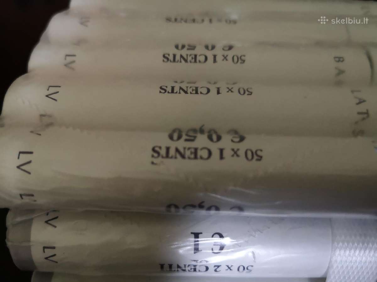 Latvijos 1 ir 2 euro centų ritineliai, blokai