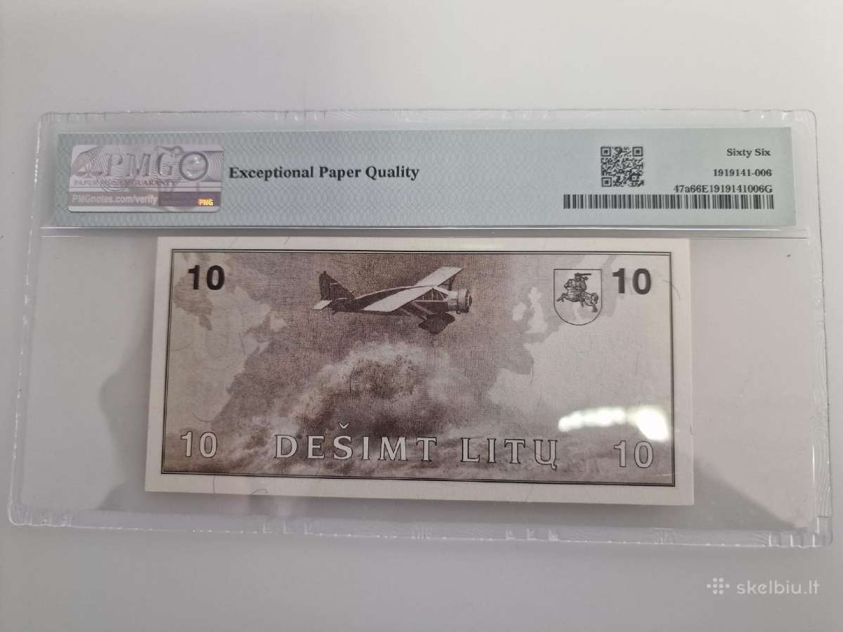 1991 metų sertifikuotas 10 litų banknotas - nuotraukos Nr. 2