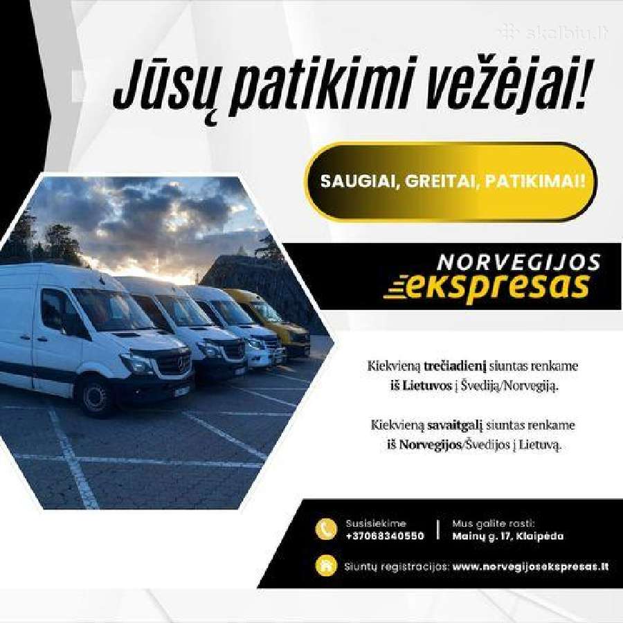 Siuntos/kroviniai į Norvegiją!