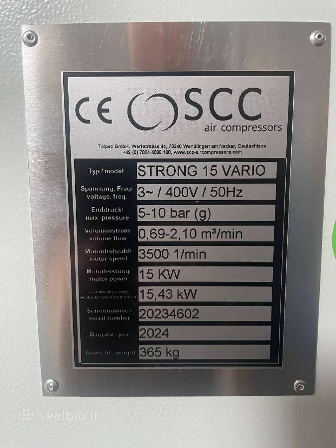 Oro kompresorius Scc Strong 15 - nuotraukos Nr. 9