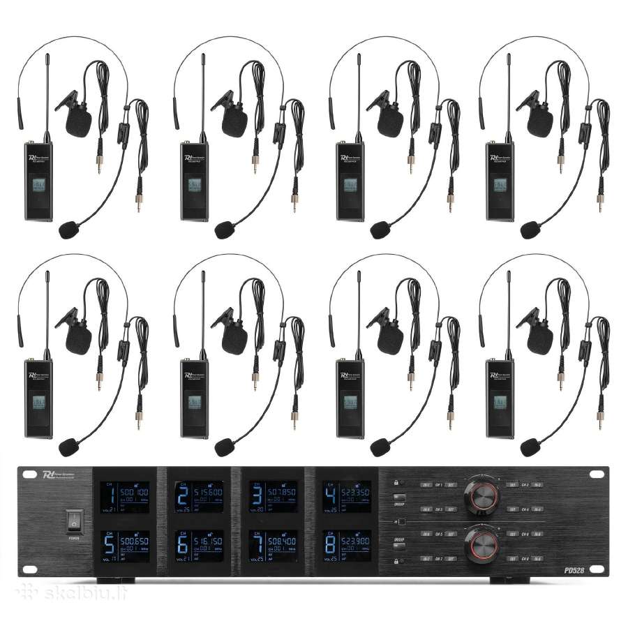 Pd528b Uhf 8 headset belaidžių mikrofonų sistema
