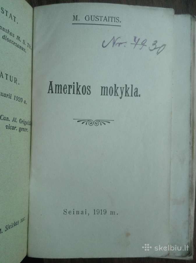 1892. Amerikos Mokykla M.gustaitis Seinai 1919 m. - nuotraukos Nr. 3