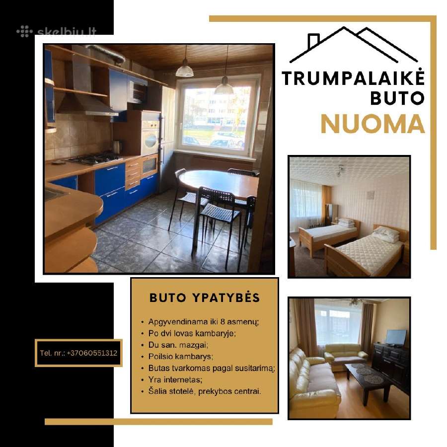 Trumpalaikė buto nuoma iki 7-8 asmenų
