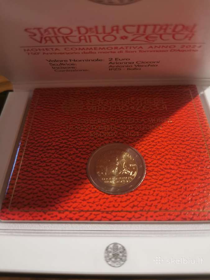 2024m Vatikano 2eur moneta Tomas Akvinietis - nuotraukos Nr. 2