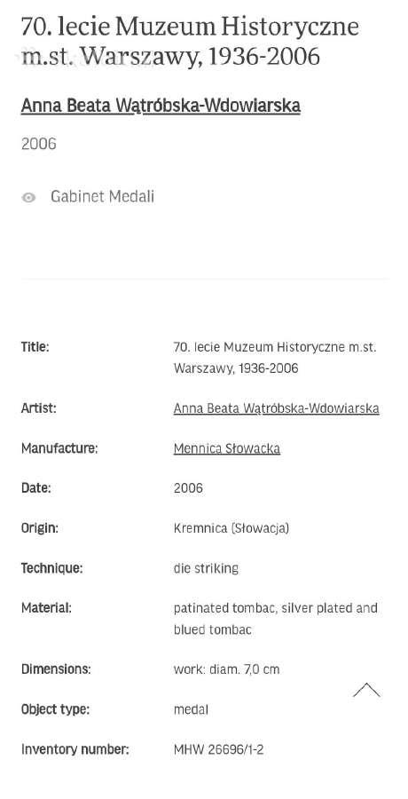 Anna Beata Watrbska-wdowiarska.muziejinis Medalis - nuotraukos Nr. 3