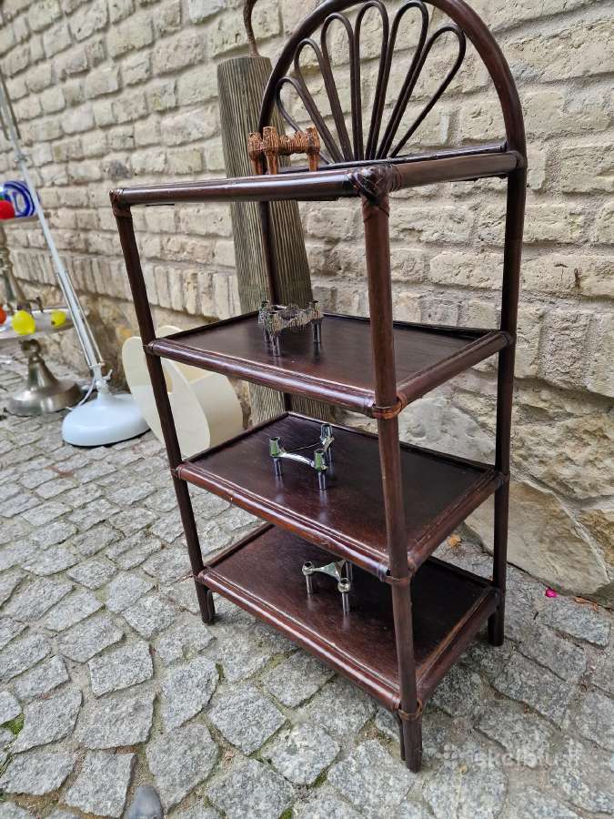 Vintažinė mid century ratango etažerė - nuotraukos Nr. 3