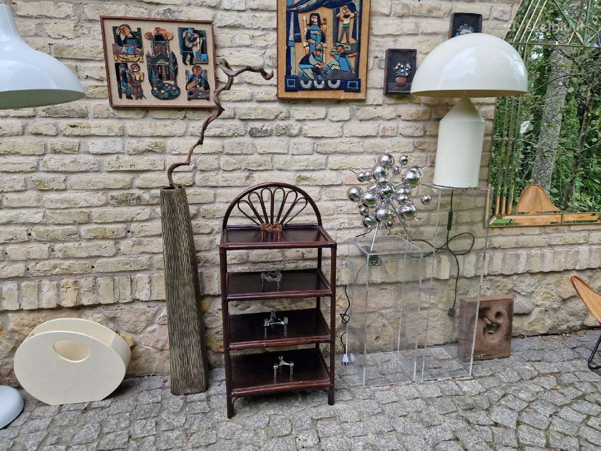 Vintažinė mid century ratango etažerė - nuotraukos Nr. 15