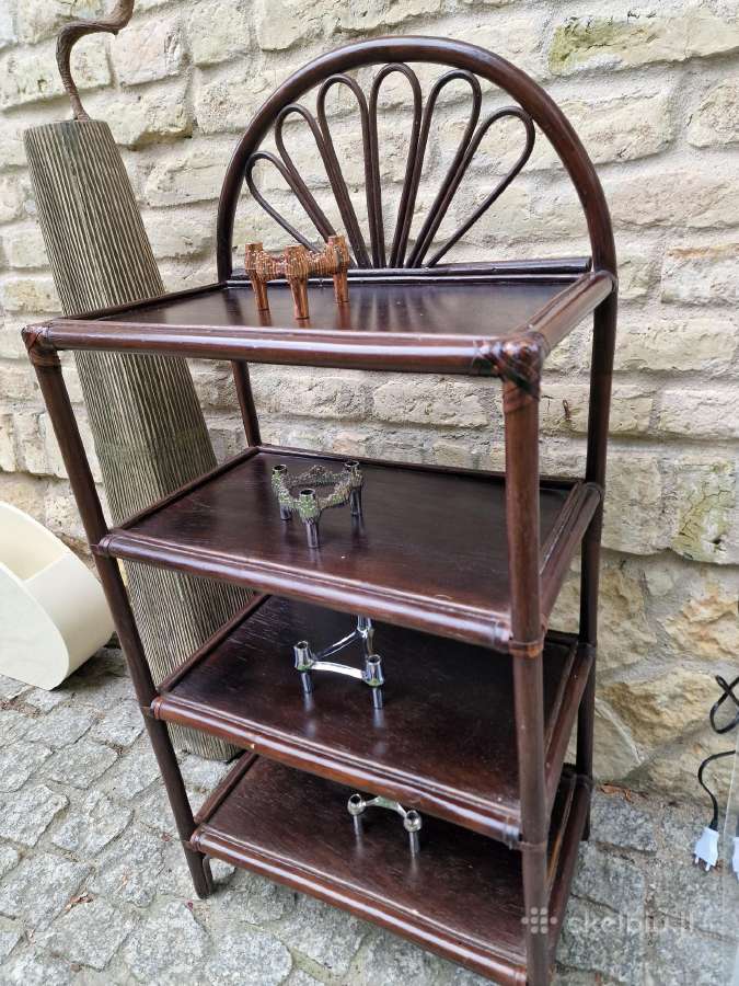 Vintažinė mid century ratango etažerė - nuotraukos Nr. 18
