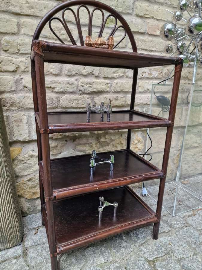 Vintažinė mid century ratango etažerė - nuotraukos Nr. 19