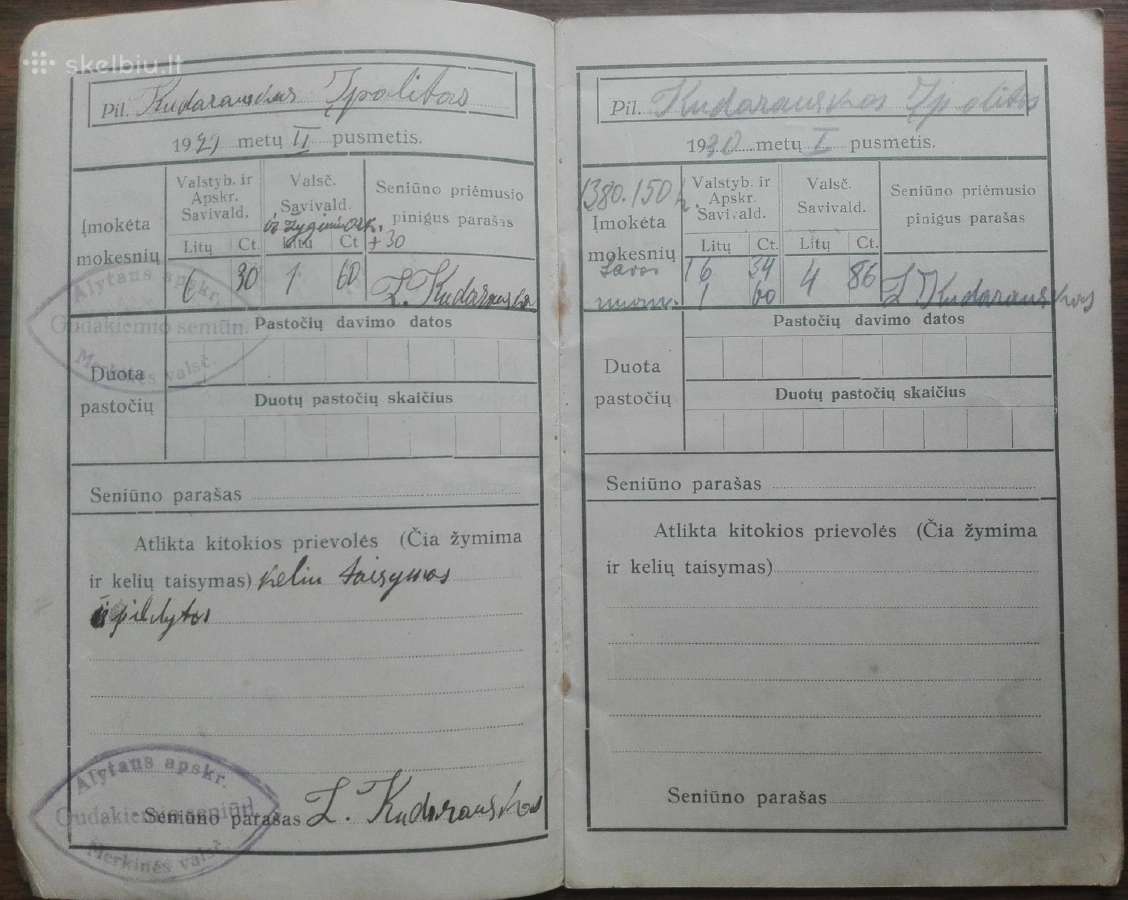 1906. Įvairių Prievolių Atlikimo Knygytė 1926 m. - nuotraukos Nr. 4