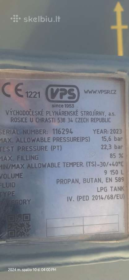 Požeminė dujų talpa (cisterna) 9150 l - nuotraukos Nr. 3