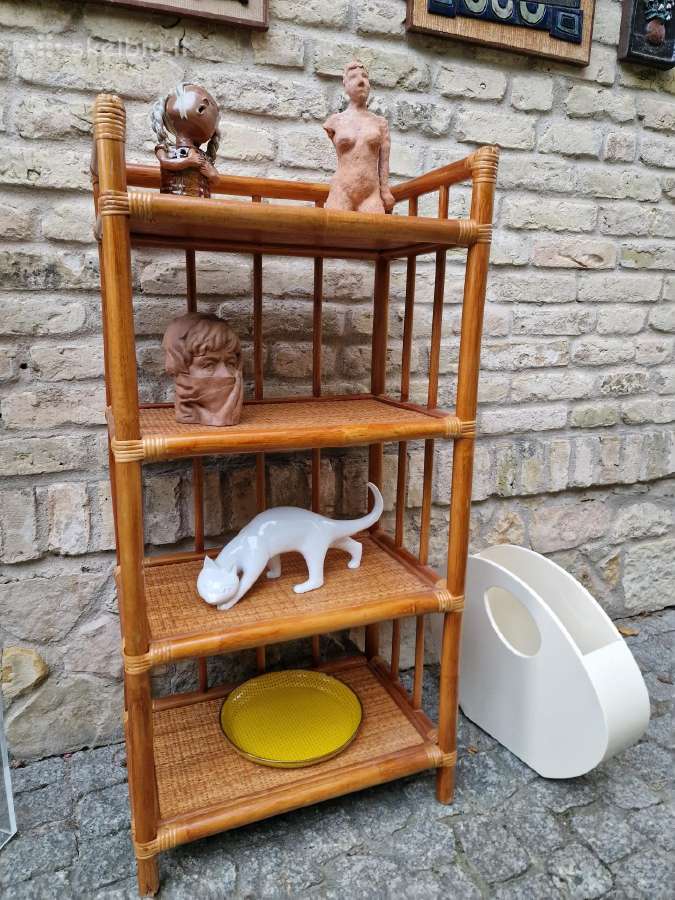 Vintažinė mid century ratango etažerė - nuotraukos Nr. 2