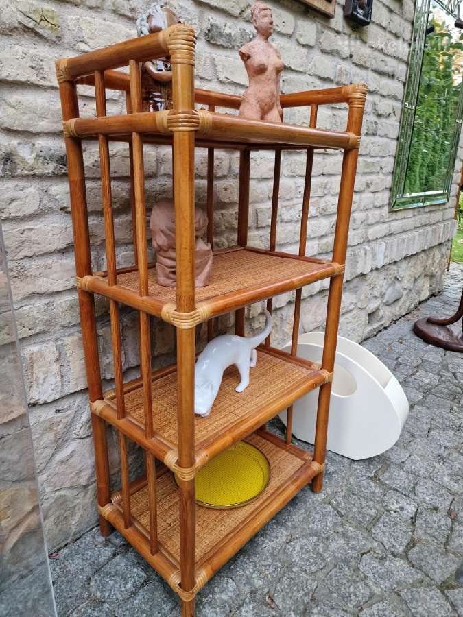 Vintažinė mid century ratango etažerė - nuotraukos Nr. 3