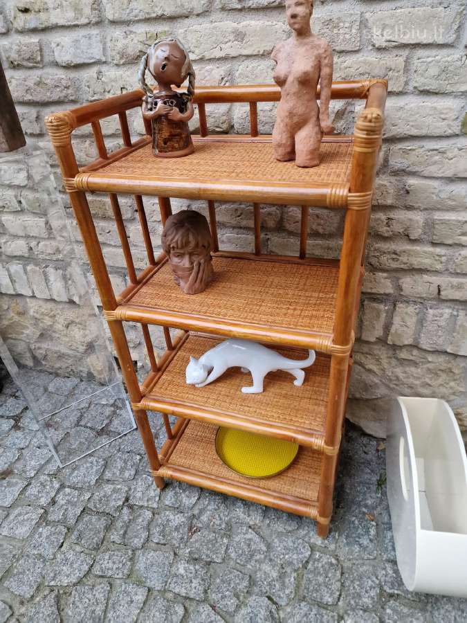 Vintažinė mid century ratango etažerė - nuotraukos Nr. 4