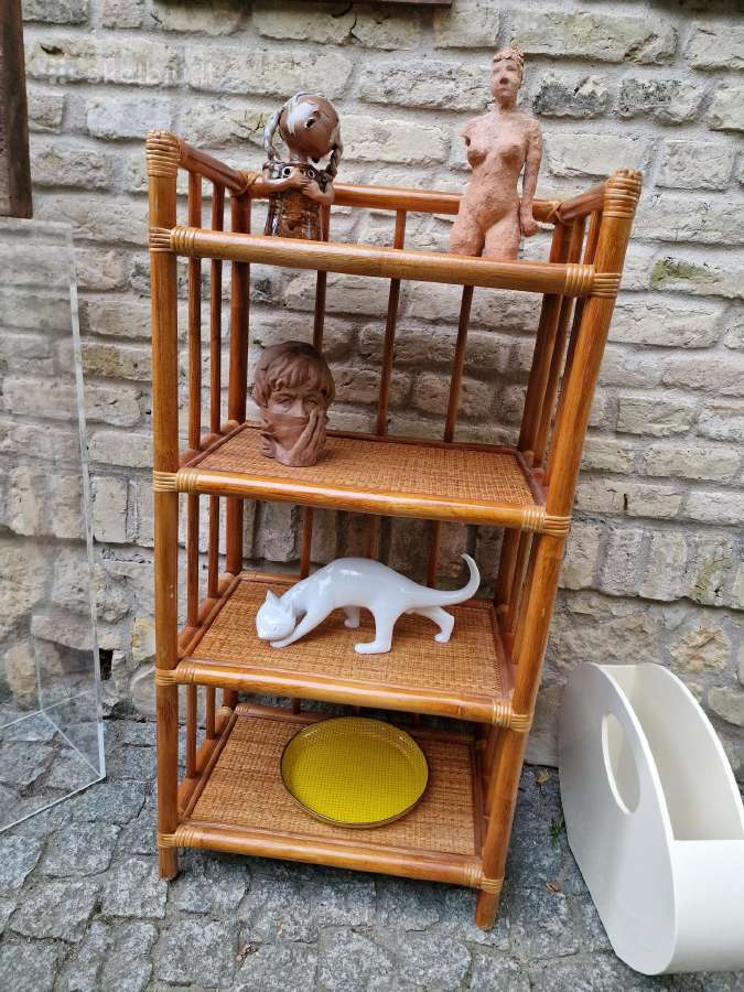 Vintažinė mid century ratango etažerė - nuotraukos Nr. 9