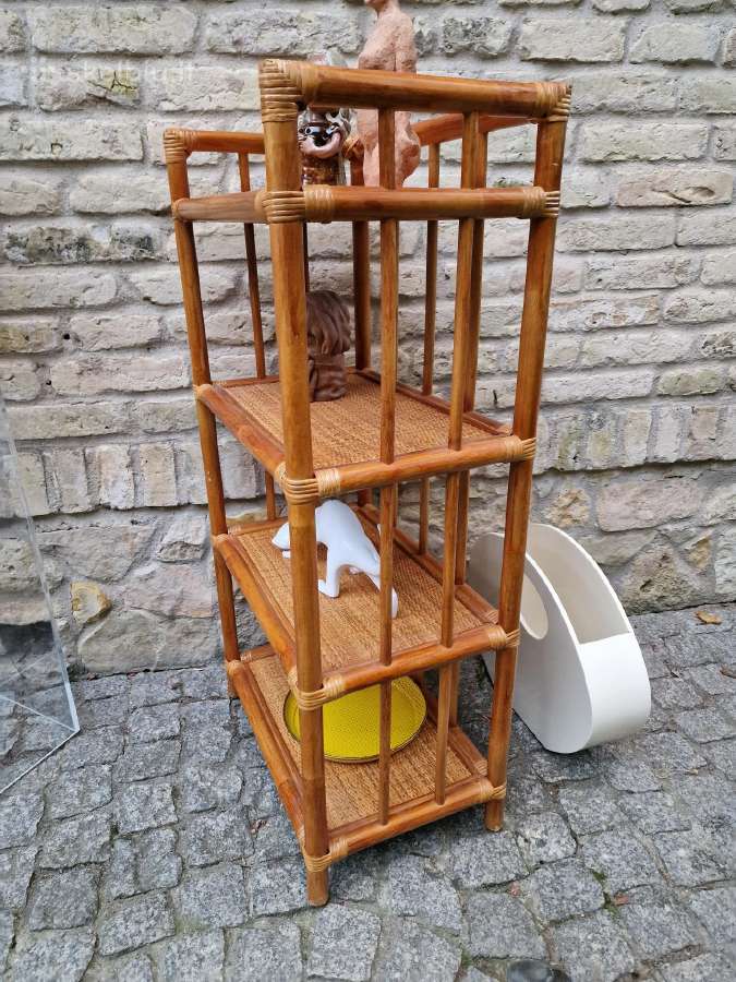Vintažinė mid century ratango etažerė - nuotraukos Nr. 11
