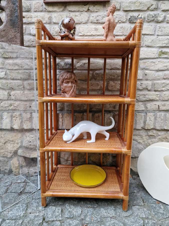Vintažinė mid century ratango etažerė - nuotraukos Nr. 17