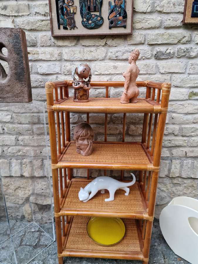 Vintažinė mid century ratango etažerė - nuotraukos Nr. 18