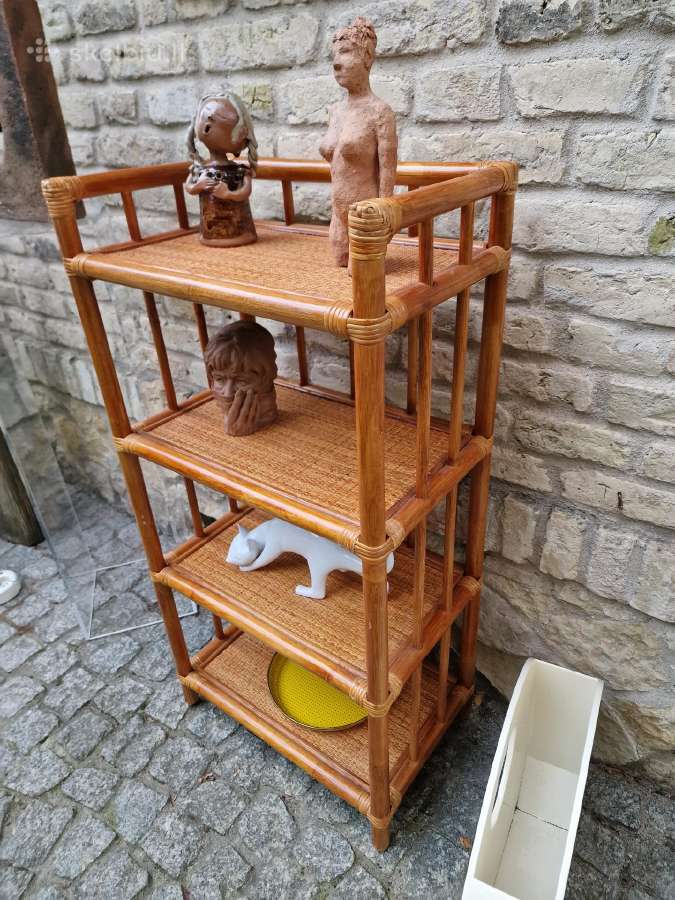 Vintažinė mid century ratango etažerė - nuotraukos Nr. 19