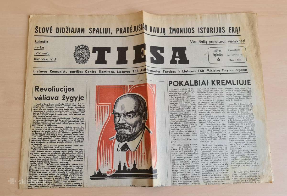 Tarybinis Ltsr laikraštis Tiesa 1987-11-06, nr 257