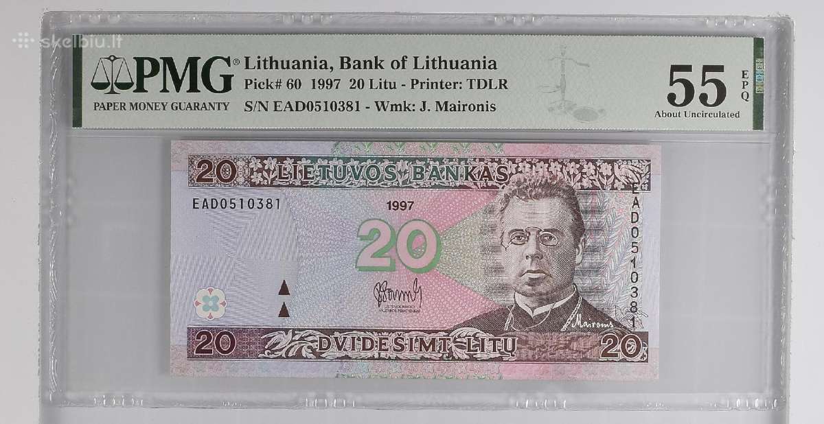 1997 20 litų aunc Pmg55