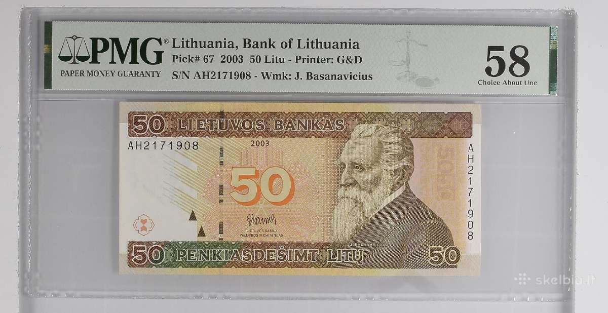 2003 50 litų aunc Pmg58