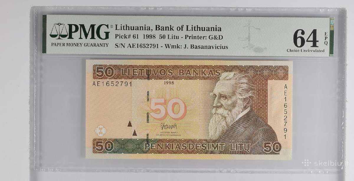 1998 50 litų unc Pmg64