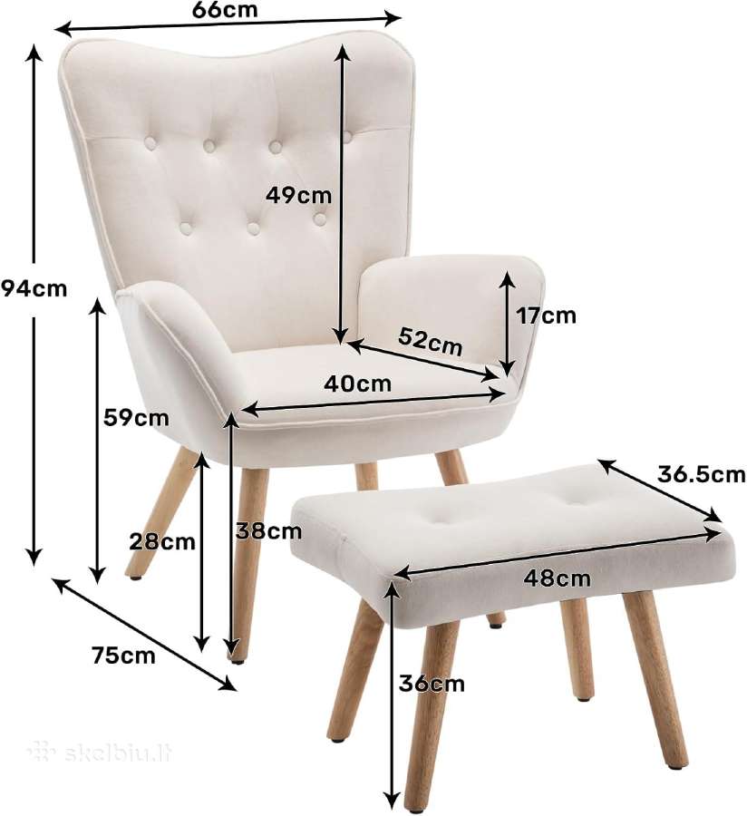 Fotelis su taburete - nuotraukos Nr. 7
