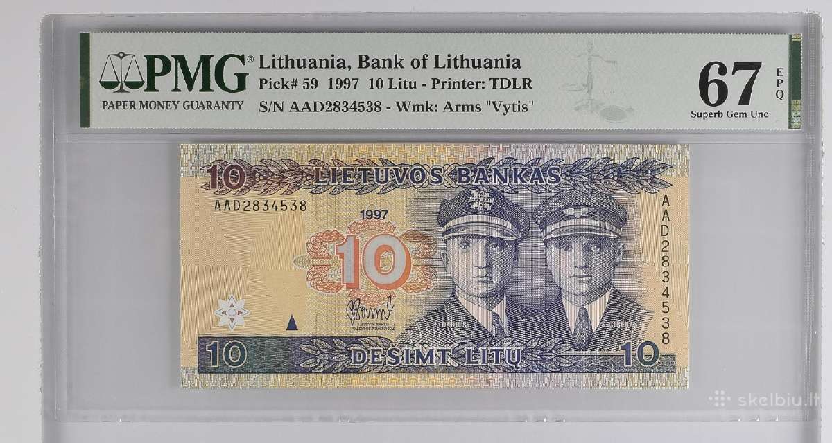 1997 10 litų serija Aad, Unc, Pmg67