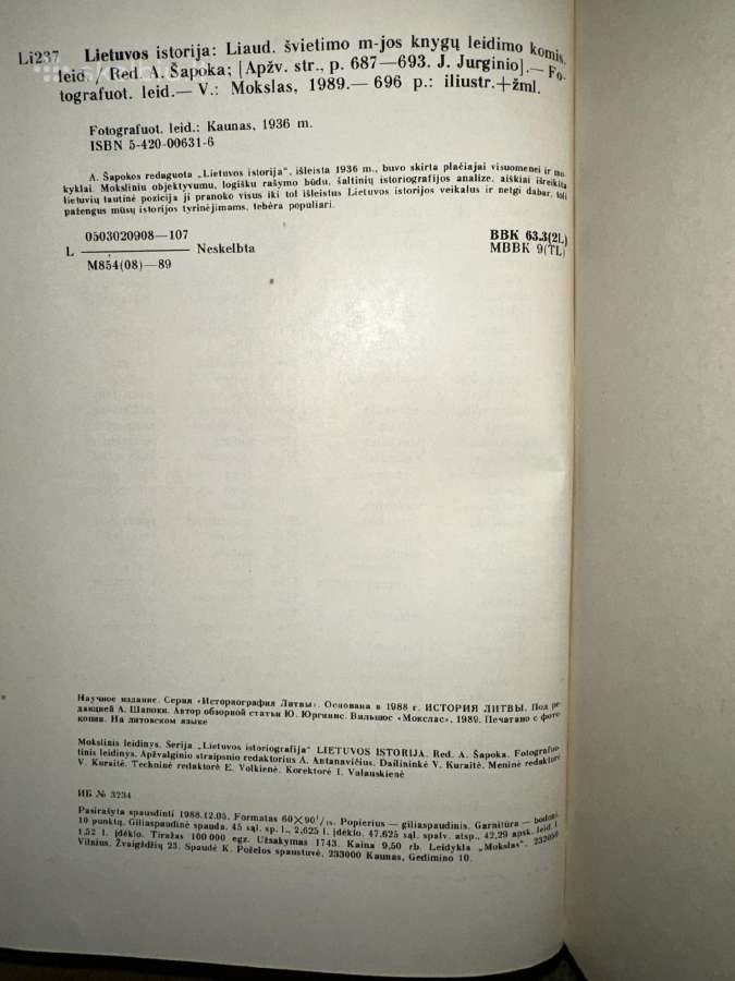 A.šapoka Lietuvos istorija 1989 m. 696 psl - nuotraukos Nr. 3