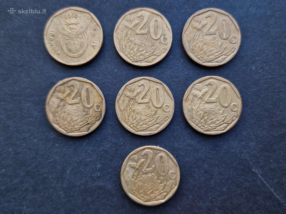Pietų Afrikos 20 centų nominalo monetos - nuotraukos Nr. 2