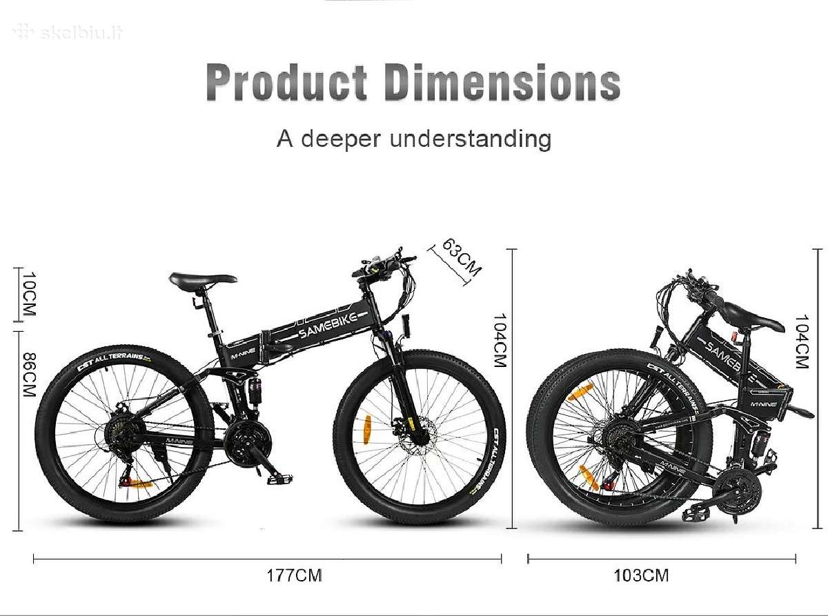 Elektrinis dviratis Samebike Lo26-II-ft-yd-bk 900w - nuotraukos Nr. 3