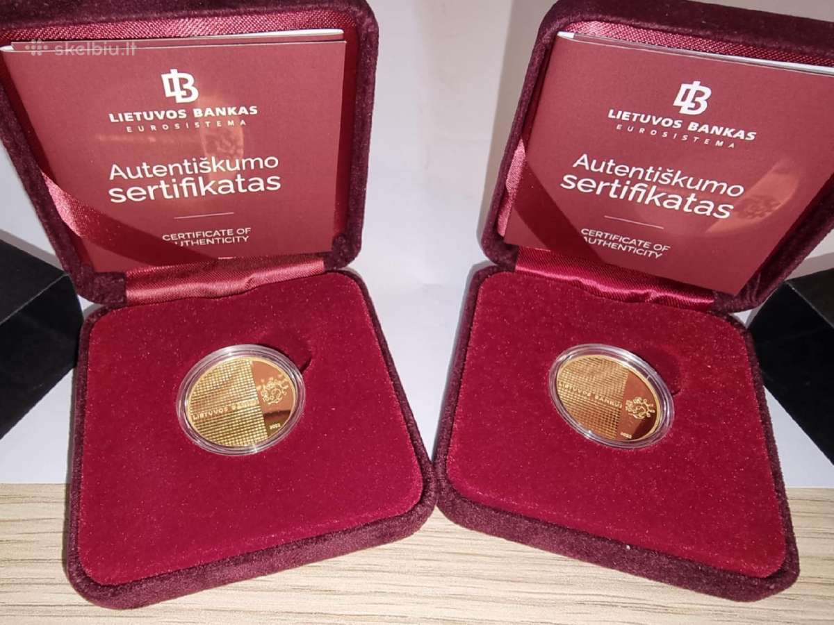 Auksinė 50 € moneta "Lietuvos bankui 100 m."