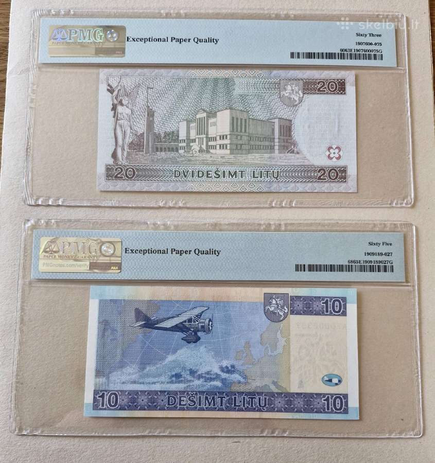 10 ir 20 litu 2007 ir 1997 mažu numeriu