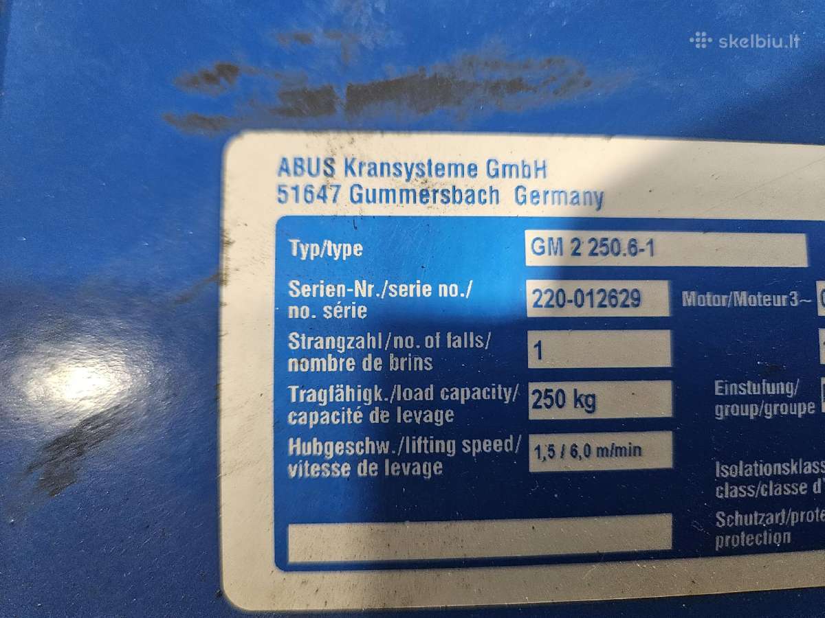 Grandininis Keltuvas Abus Gm 2 250.6-1 - nuotraukos Nr. 5