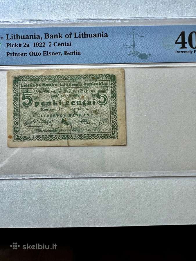 Lietuvos banko 5 cnt. laikinasis banknotas
