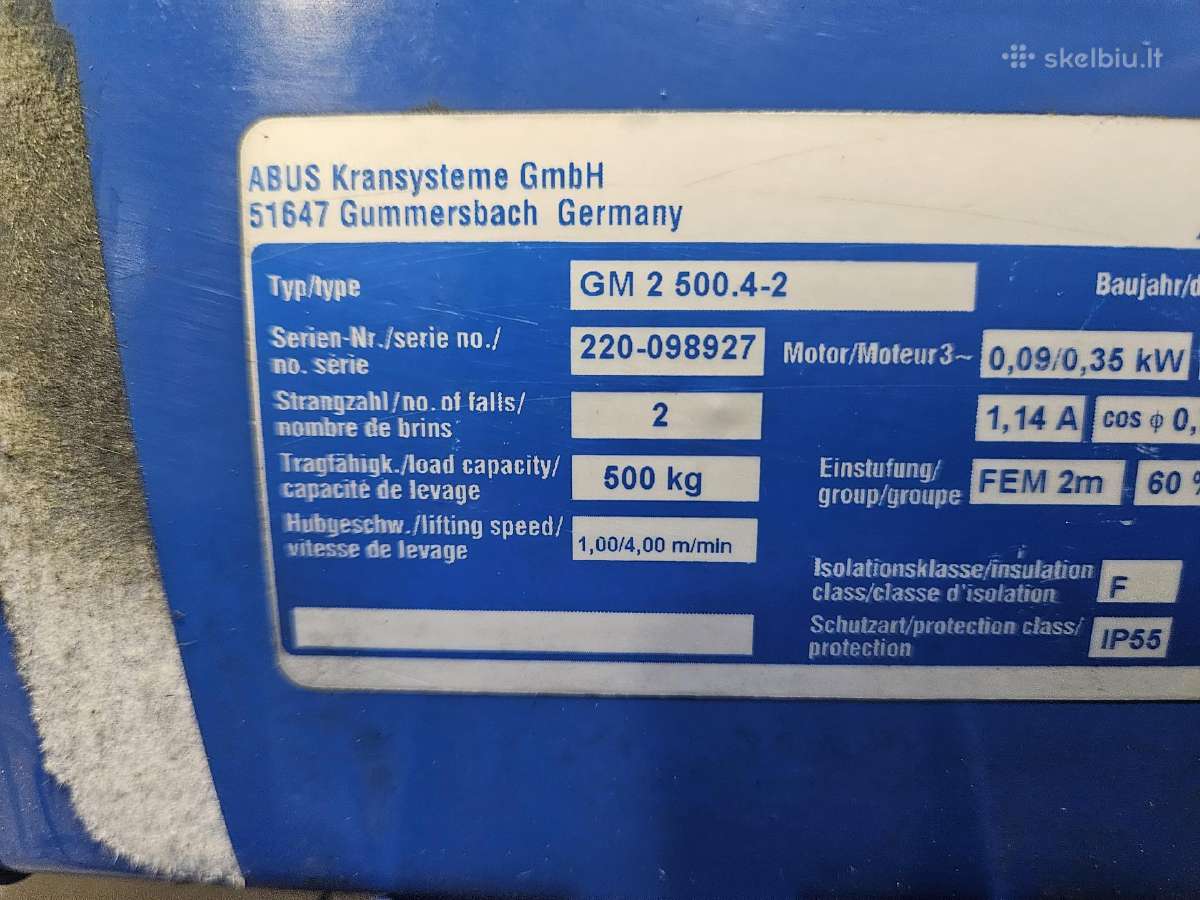 Grandininis Keltuvas Abus Gm 2 500.4-2 - nuotraukos Nr. 5