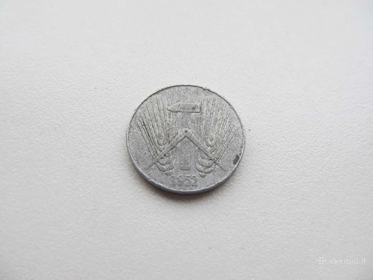 10 pfennig , Demokratinė Vokietija , 1952 E - nuotraukos Nr. 2