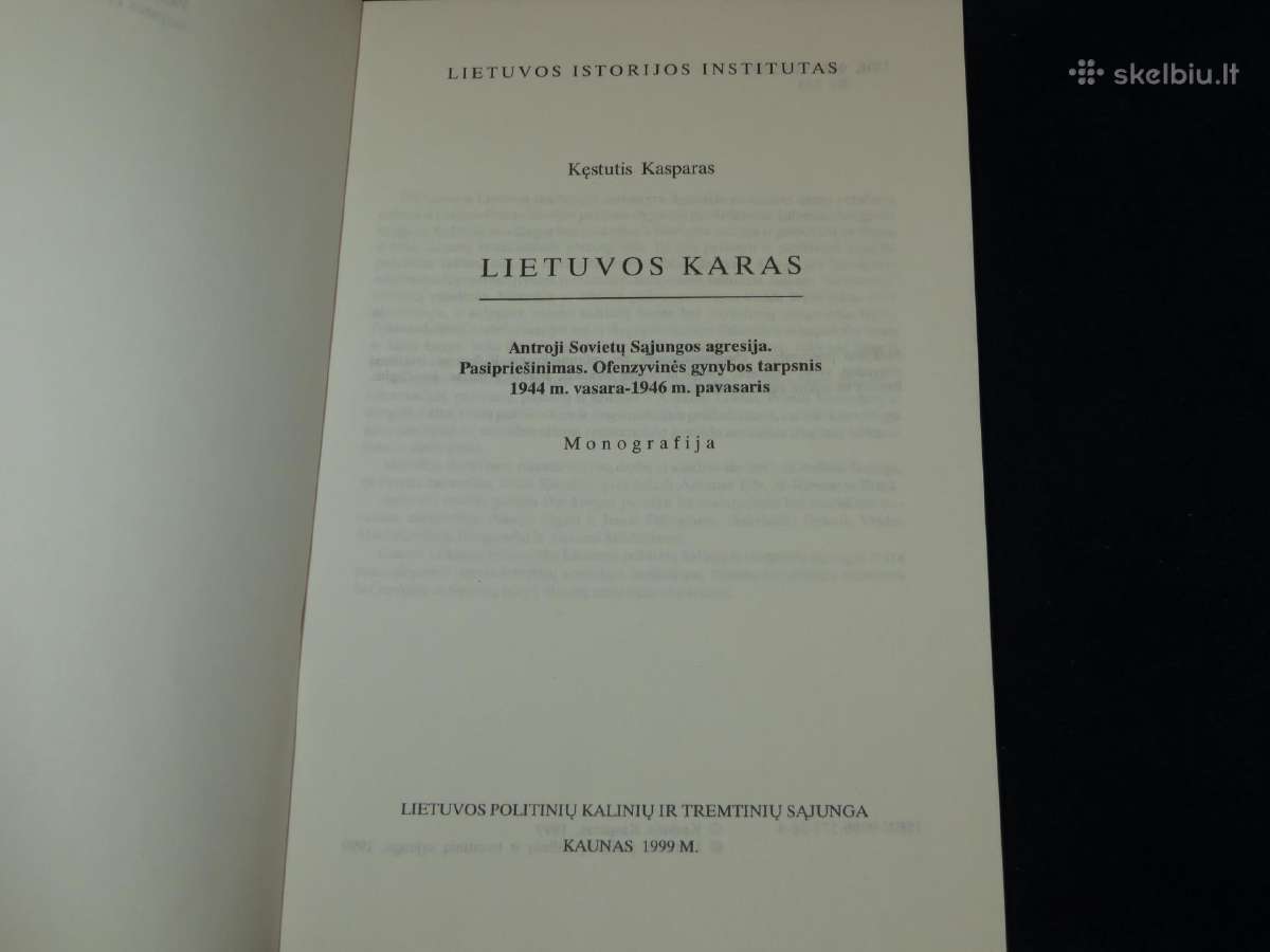 Knyga Lietuvos karas. Kęstutis Kasparas 1999 - nuotraukos Nr. 5