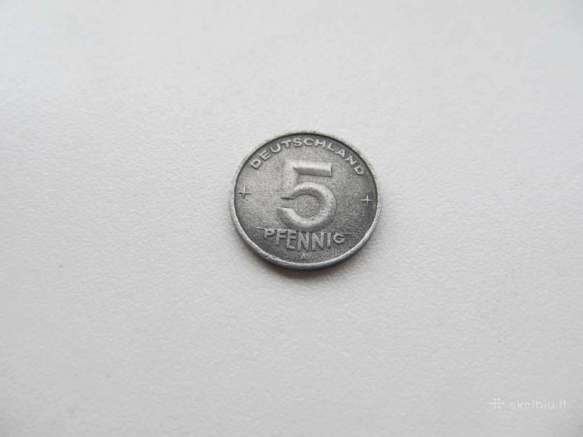 5 pfennig , Demokratinė Vokietija ,1949, 1952 A.