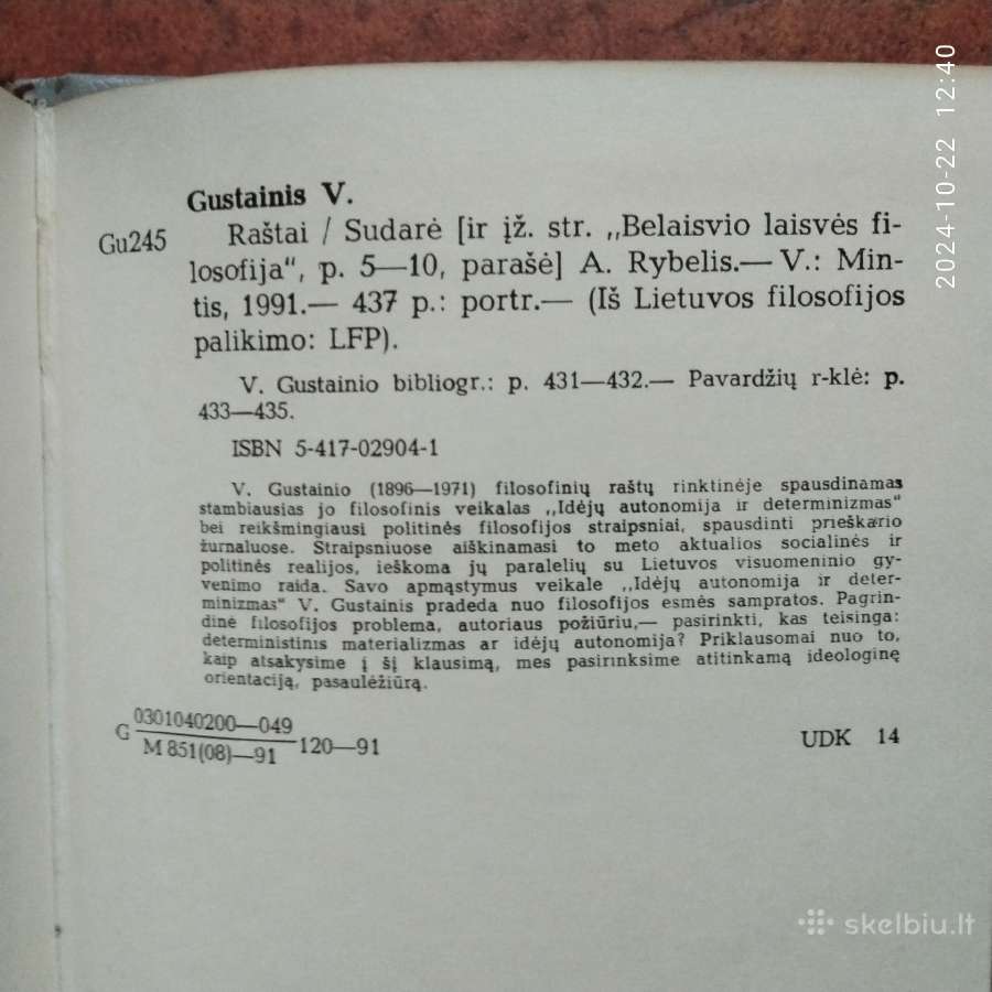 Valentino Gustainio filosofijos "Raštai" 1991 m. - nuotraukos Nr. 5
