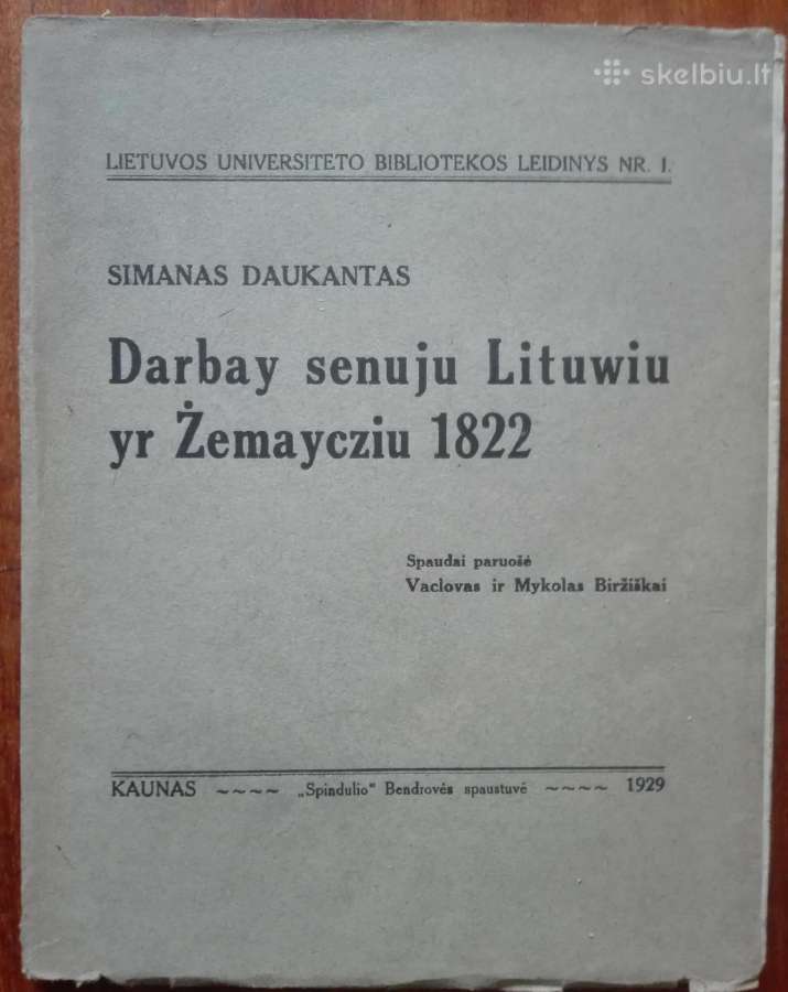 1950. Darbay Senuju Lituwiu Yr Žemaycziu 1822
