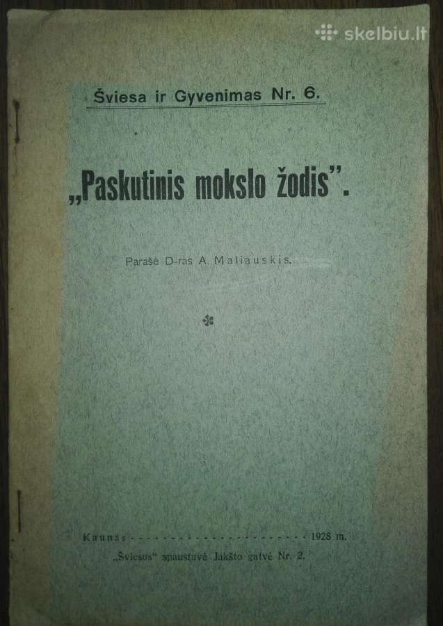 1953. "Paskutinis Mokslo Žodis" unikali antikvarin