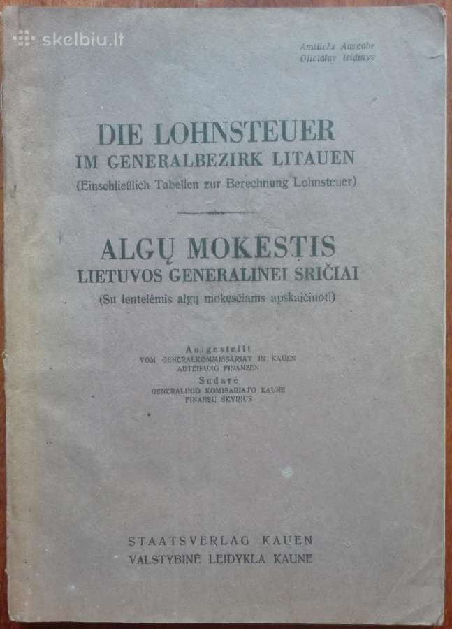 1957. Algų Mokestis Lietuvos Generalinei Sričiai