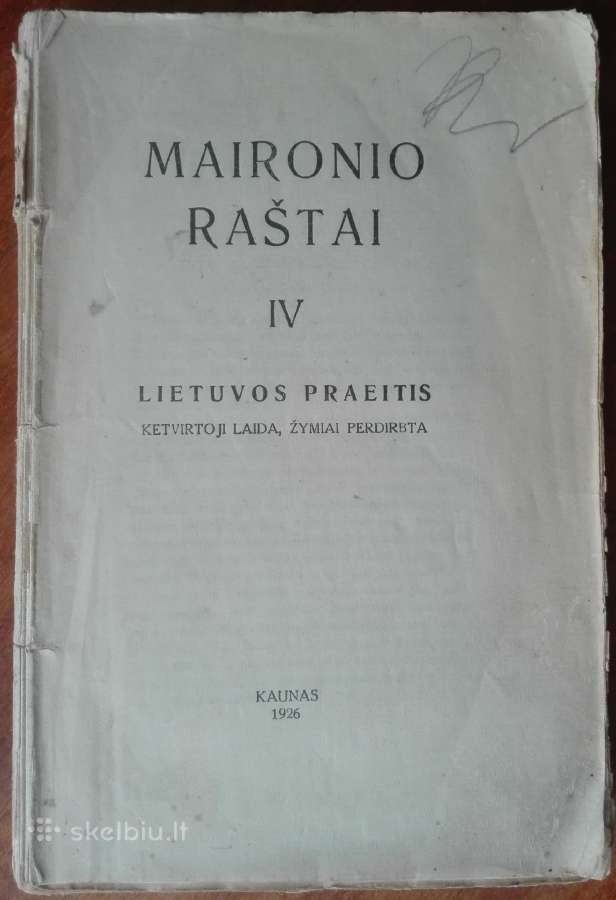 1959. Maironio Raštai Iv Lietuvos Praeitis