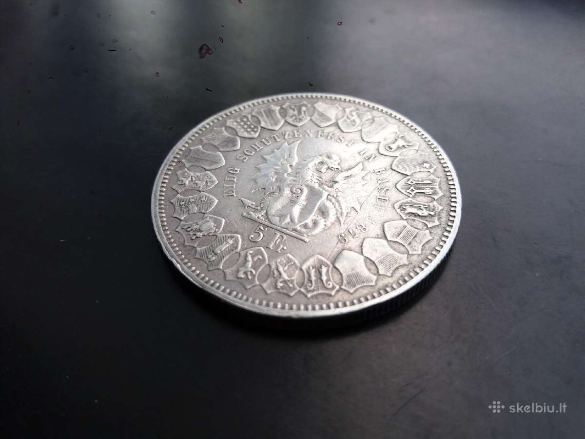 Šveicarijos (Ag) proginė 5 frankų moneta 1879 m. - nuotraukos Nr. 4