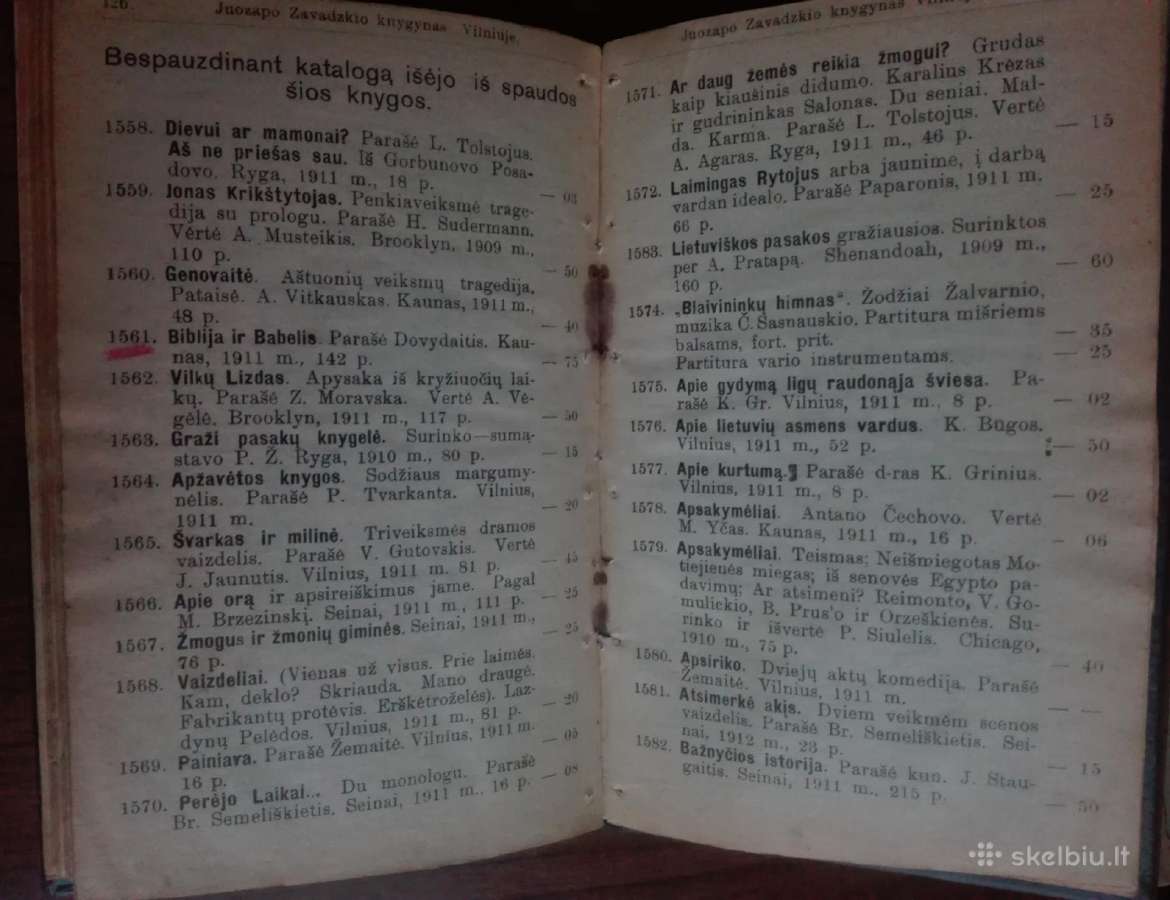 1966. Juozapo Zavadskio Knygyno Katalogas 1912 m. - nuotraukos Nr. 5