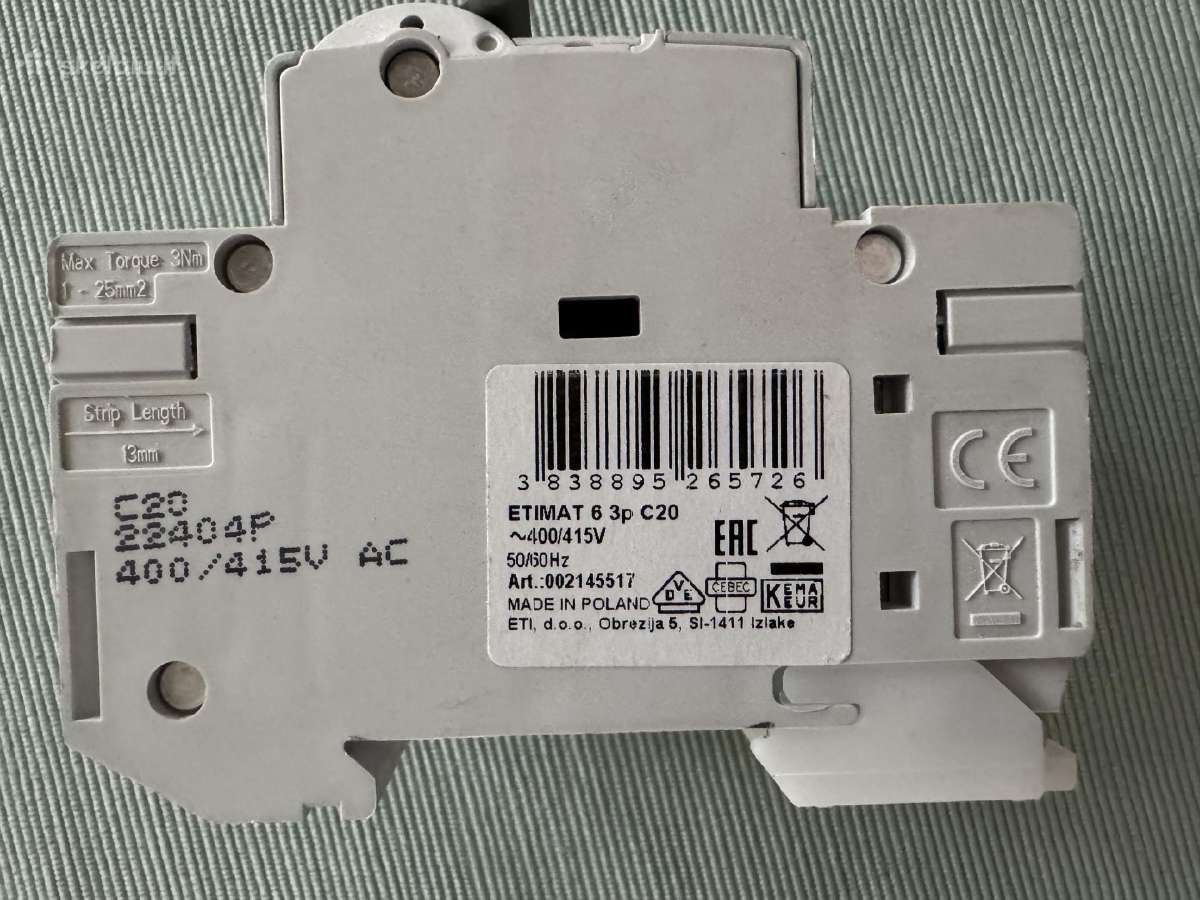 Automatinis jungiklis Etimat 6 3p+n C20 - nuotraukos Nr. 2