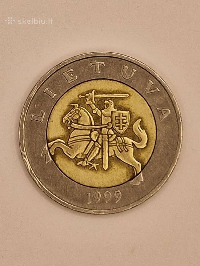 5 litų moneta, 1999 m., su klaida "Paukštis" - nuotraukos Nr. 2