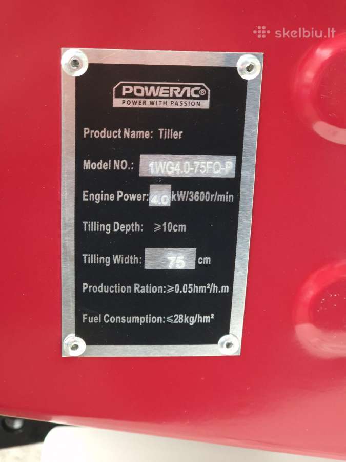 Kultivatorius motoblokas Powerac 1wg4.0-75fq-p - nuotraukos Nr. 13